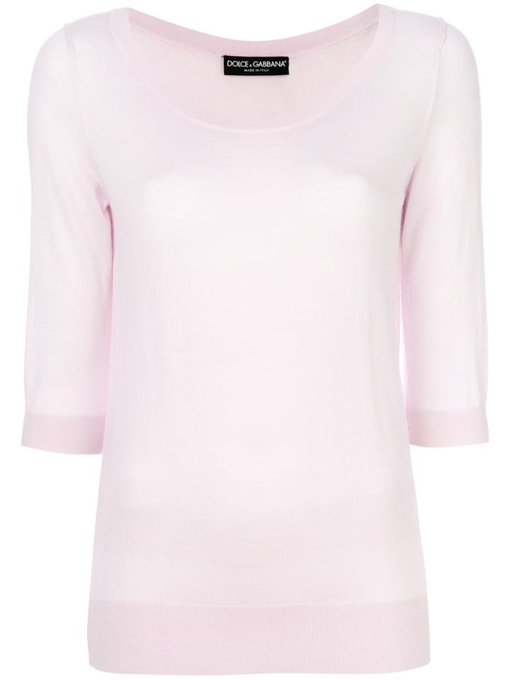 Dolce & Gabbana - Ribbed Scoop Neck Jumper - Women - Cashmere - 40, Pink/purple, Cashmere