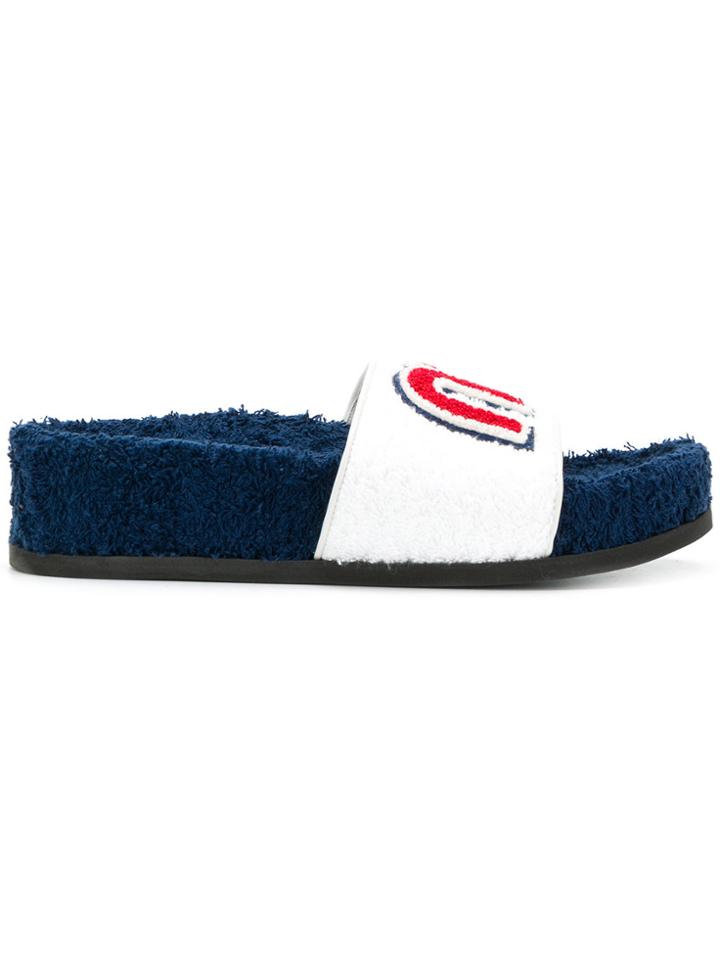 Miu Miu M Motif Terrycloth Sliders - White