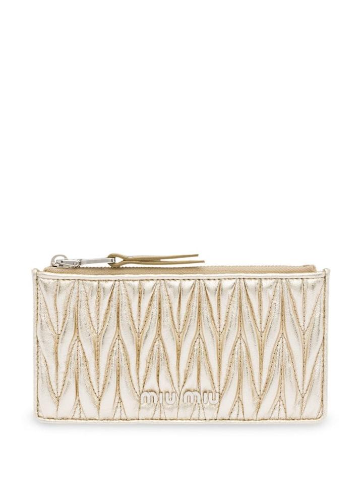 Miu Miu Metallic Matelassé Pouch - Gold