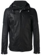 Diesel Black Gold Hooded Leather Jacket, Men's, Lamb Skin/cupro/acetate/polyester