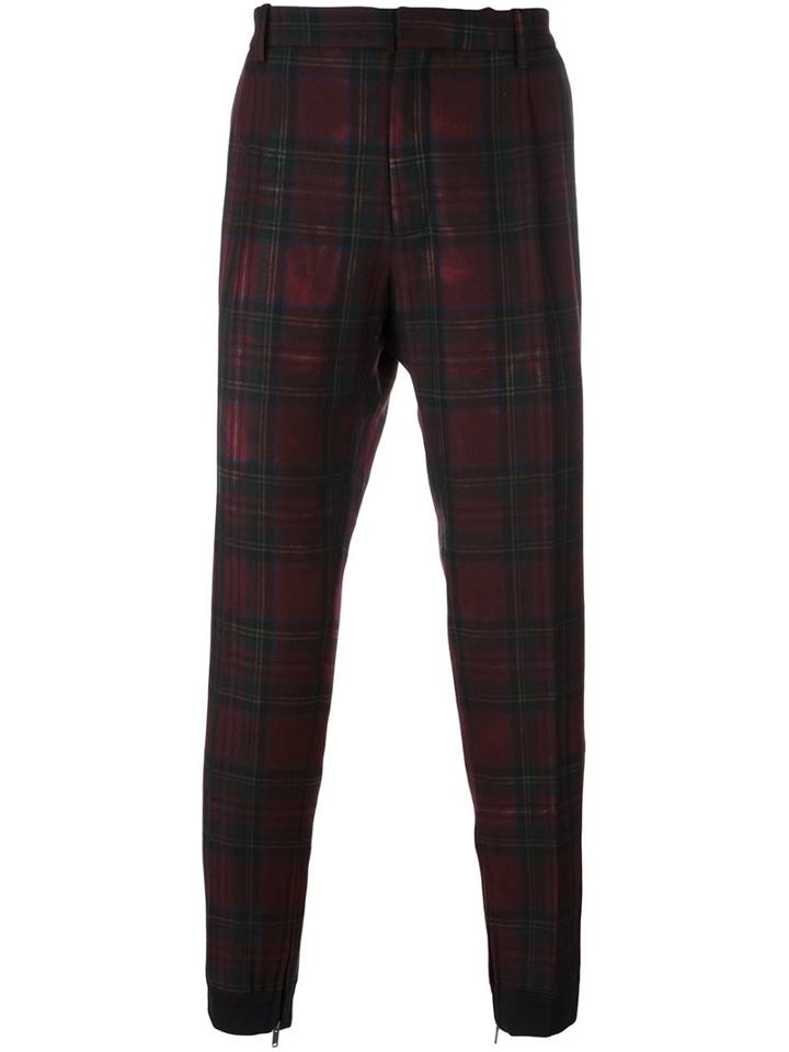 Antonio Marras Tartan Check Chinos, Men's, Size: 52, Blue, Viscose/polyamide/spandex/elastane