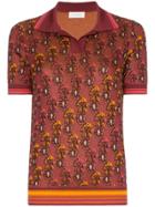 Wales Bonner Floral Jacquard Knit Polo Shirt - Red