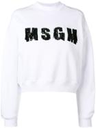 Msgm Sequinned Logo Sweater - White