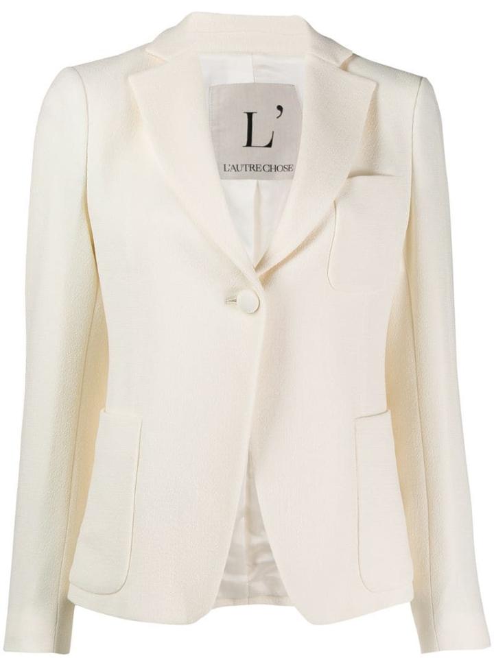 L'autre Chose Wool Single-breasted Blazer - White