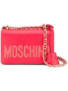 Moschino Stud Embellished Shoulder Bag, Women's, Red, Leather