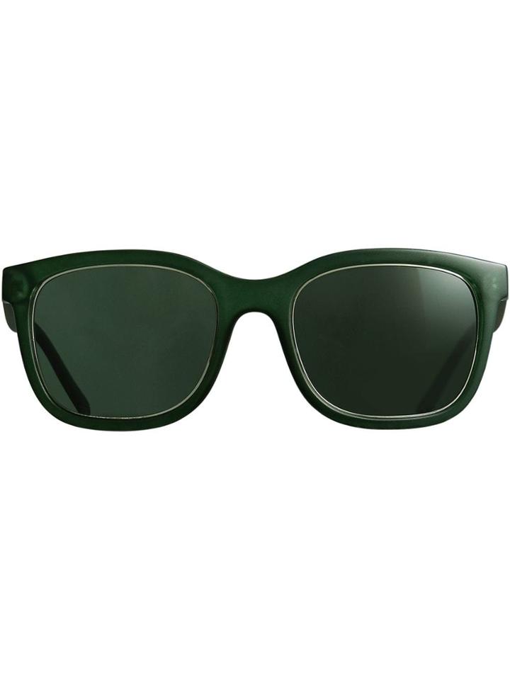 Burberry Embossed Check Detail Square Frame Sunglasses - Green