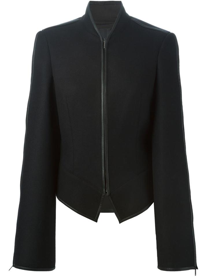 Gareth Pugh Fitted Zipped Jacket, Women's, Size: 44, Black, Silk/cotton/virgin Wool/lamb Nubuck Leather