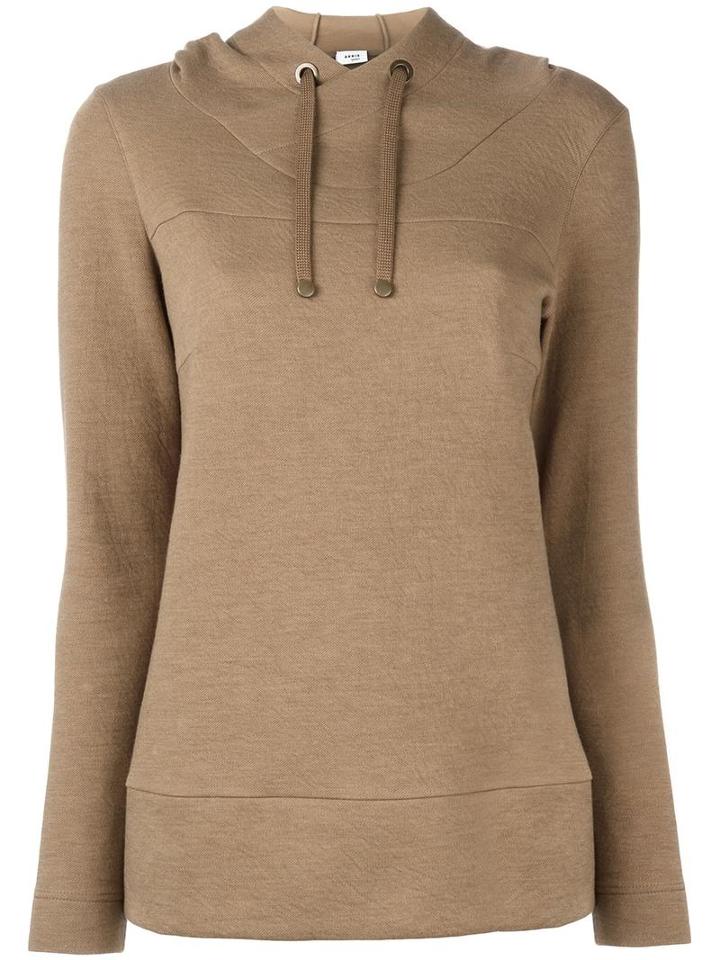 Akris Punto Drawstring Hoodie, Women's, Size: 36, Brown, Cotton/polyamide