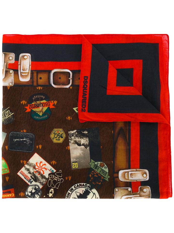 Dsquared2 - Printed Scarf - Men - Cotton - One Size, Brown, Cotton
