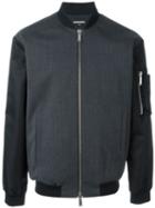 Dsquared2 Contrast Sleeve Bomber Jacket, Men's, Size: 48, Grey, Cotton/polyamide/polyester/virgin Wool