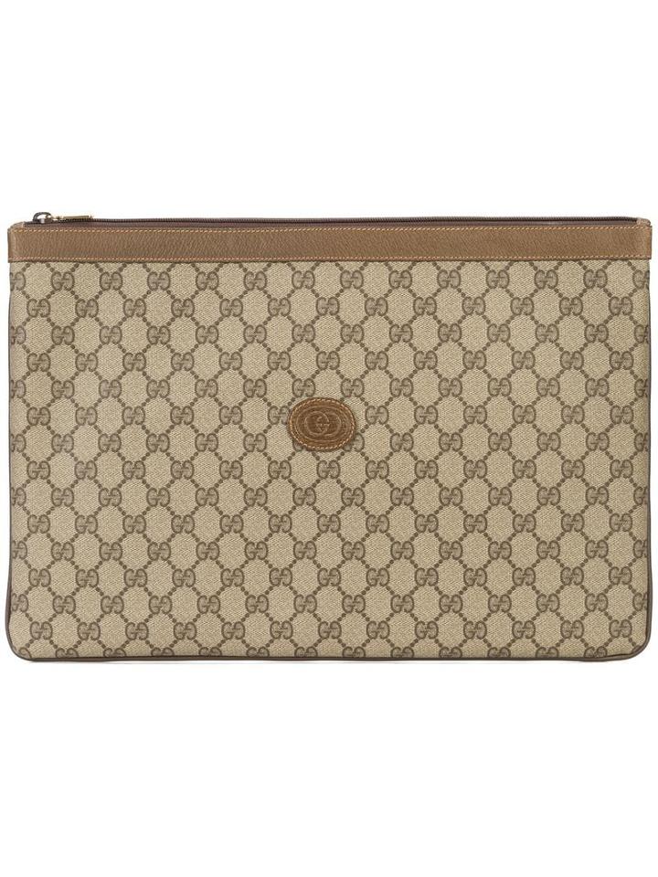 Gucci Pre-owned Monogram Gg Envelope Clutch - Brown
