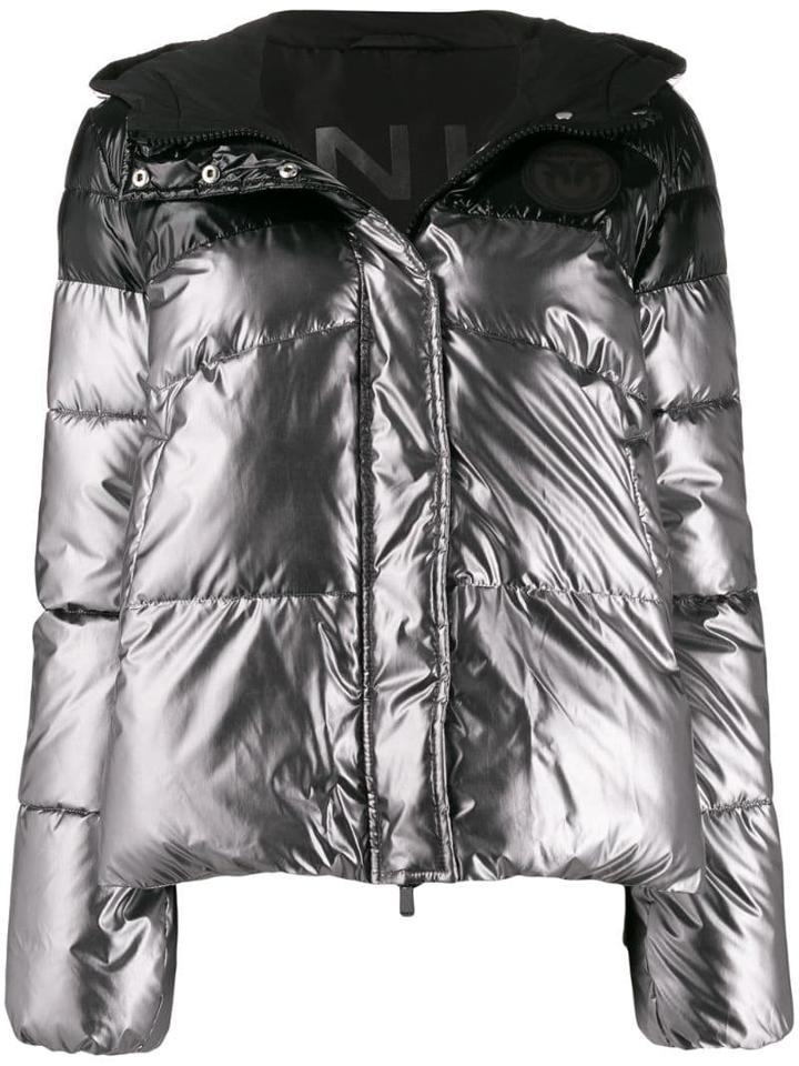 Pinko Hooded Padded Jacket - Silver