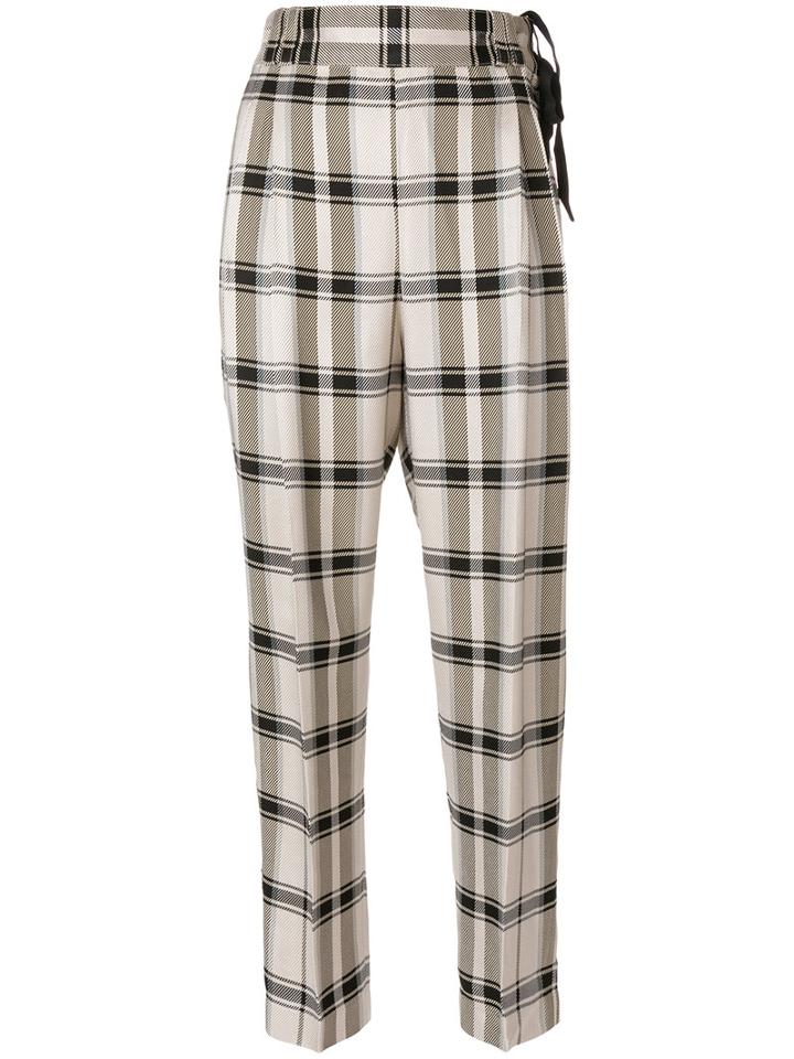 3.1 Phillip Lim - Check Trousers - Women - Viscose/silk - 2, Nude/neutrals, Viscose/silk