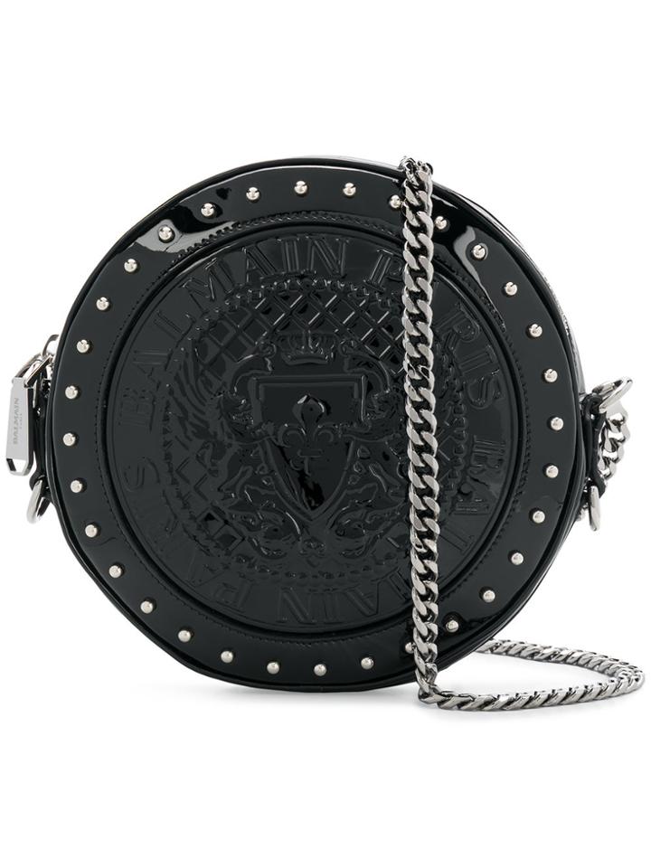 Balmain Embossed Logo Crossbody Bag - Black