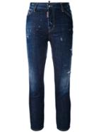 Cropped Distressed Skinny Jeans - Women - Cotton/spandex/elastane/polyester - 36, Blue, Cotton/spandex/elastane/polyester, Dsquared2