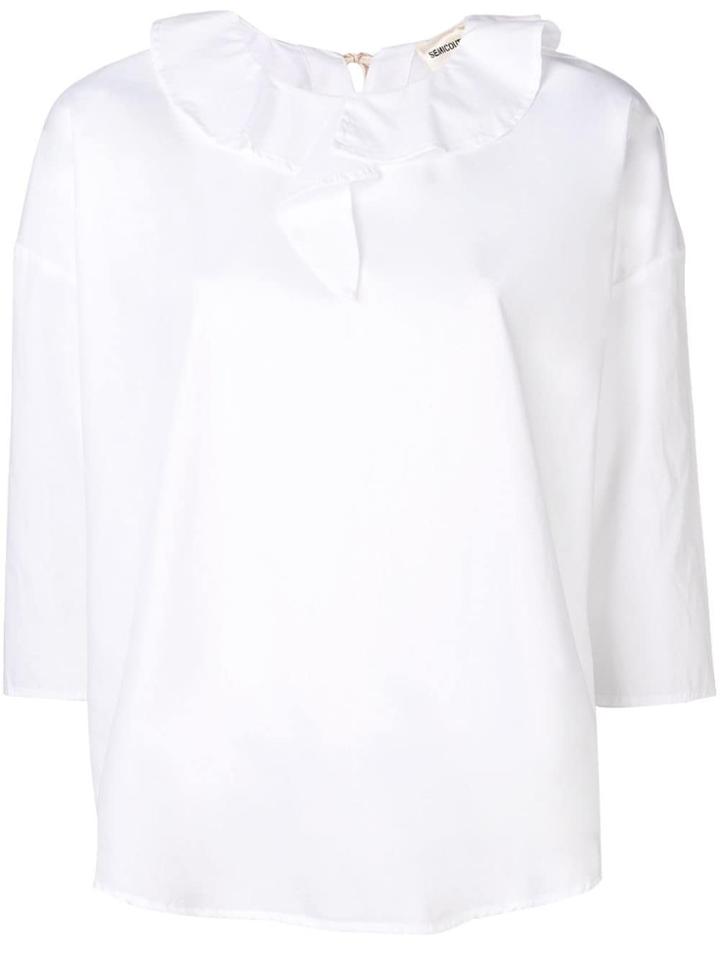 Semicouture Ruffled Neck Blouse - White