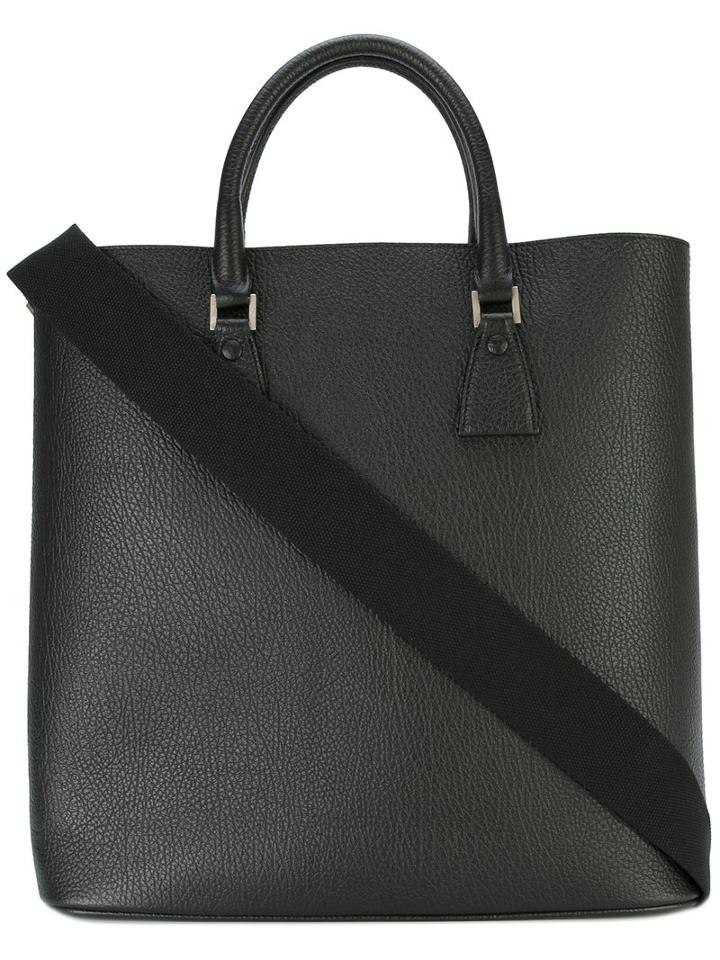 Maison Margiela Classic Tote Bag, Men's, Black, Leather/cotton/polyester