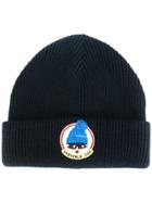 Moncler Grenoble Ribbed Logo Patch Beanie - Blue