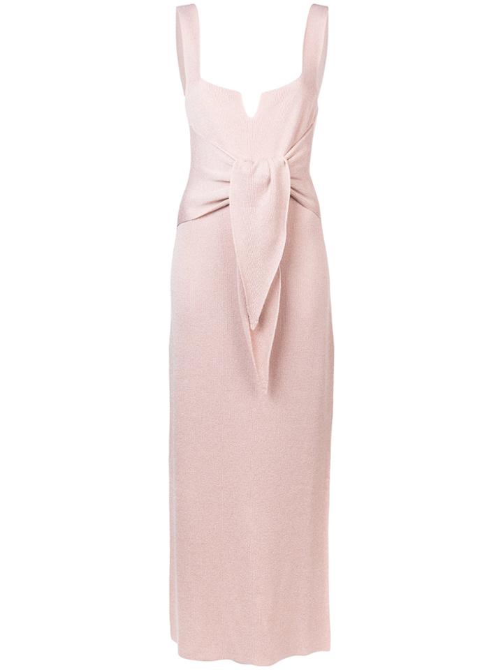 Nanushka Tie Waist Midi Dress - Pink & Purple