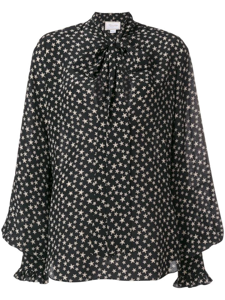 Redemption Star Print Tie Blouse - Black