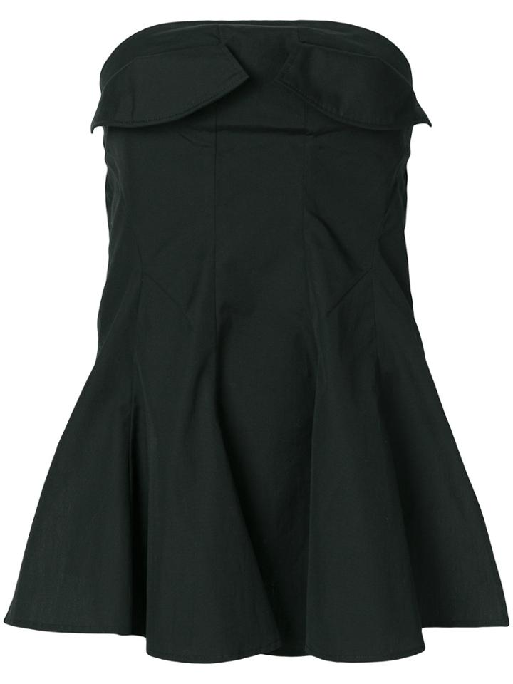 Y's Strapless Flared Top - Black