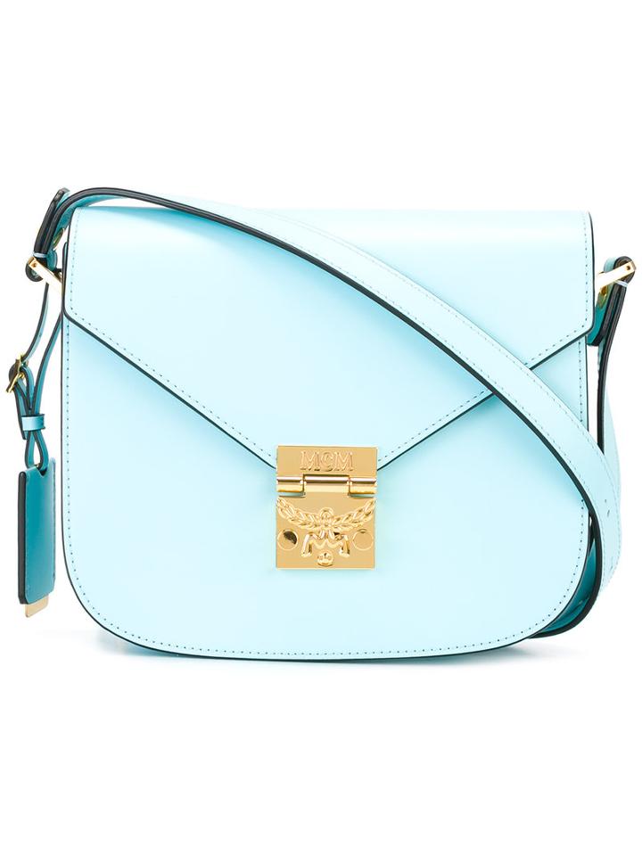 Mcm - Fold-over Closure Crossbody Bag - Women - Calf Leather - One Size, Women's, Blue, Calf Leather