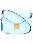 Mcm - Fold-over Closure Crossbody Bag - Women - Calf Leather - One Size, Women's, Blue, Calf Leather