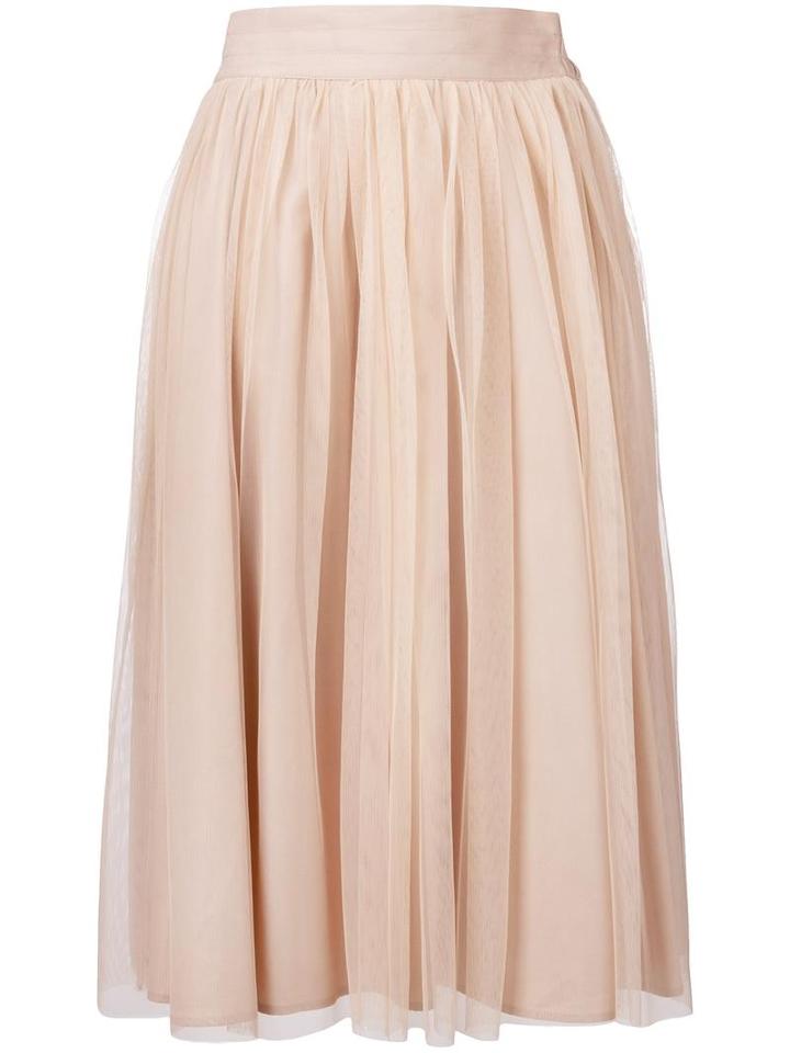 Roberto Collina Ruffled Mid Skirt, Women's, Size: Medium, Nude/neutrals, Nylon/cotton