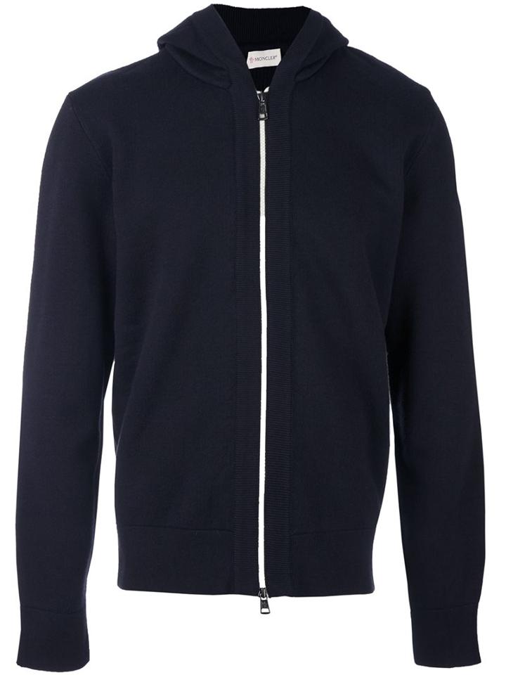 Moncler Classic Zip-up Hoodie, Men's, Size: Small, Blue, Cotton/wool