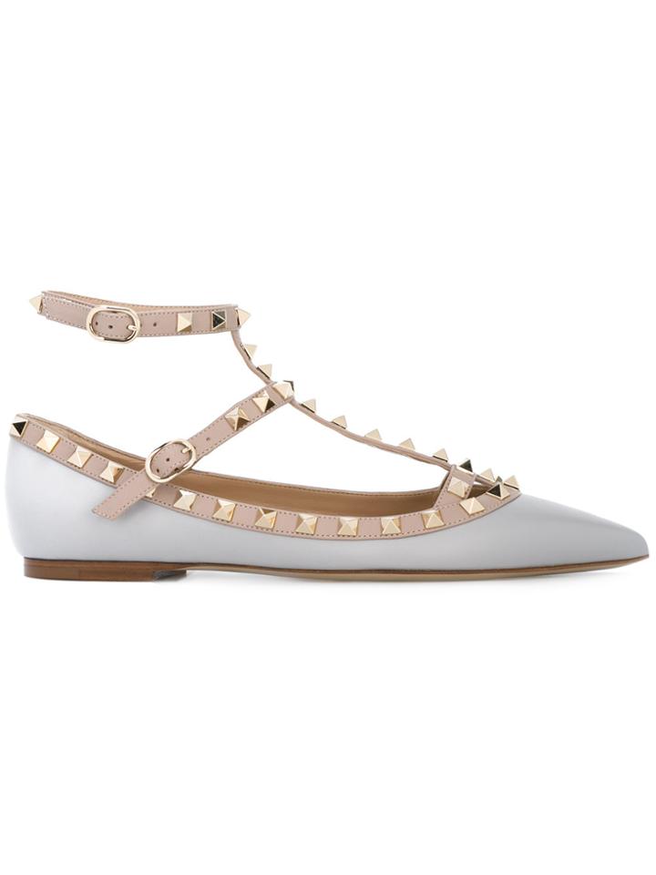 Valentino Valentino Garavani 'rockstud' Ballerinas - Grey