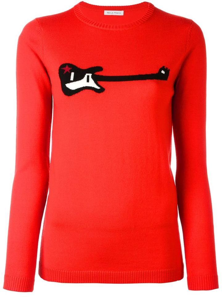 Bella Freud 'guitar Star' Jumper, Women's, Size: Medium, Red, Nylon/wool/metallic Fibre