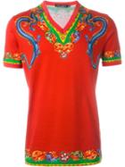Dolce & Gabbana Carretto Siciliano Print T-shirt, Men's, Size: 48, Red, Cotton