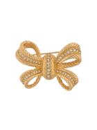 Christian Dior Vintage Bow Brooch - Gold