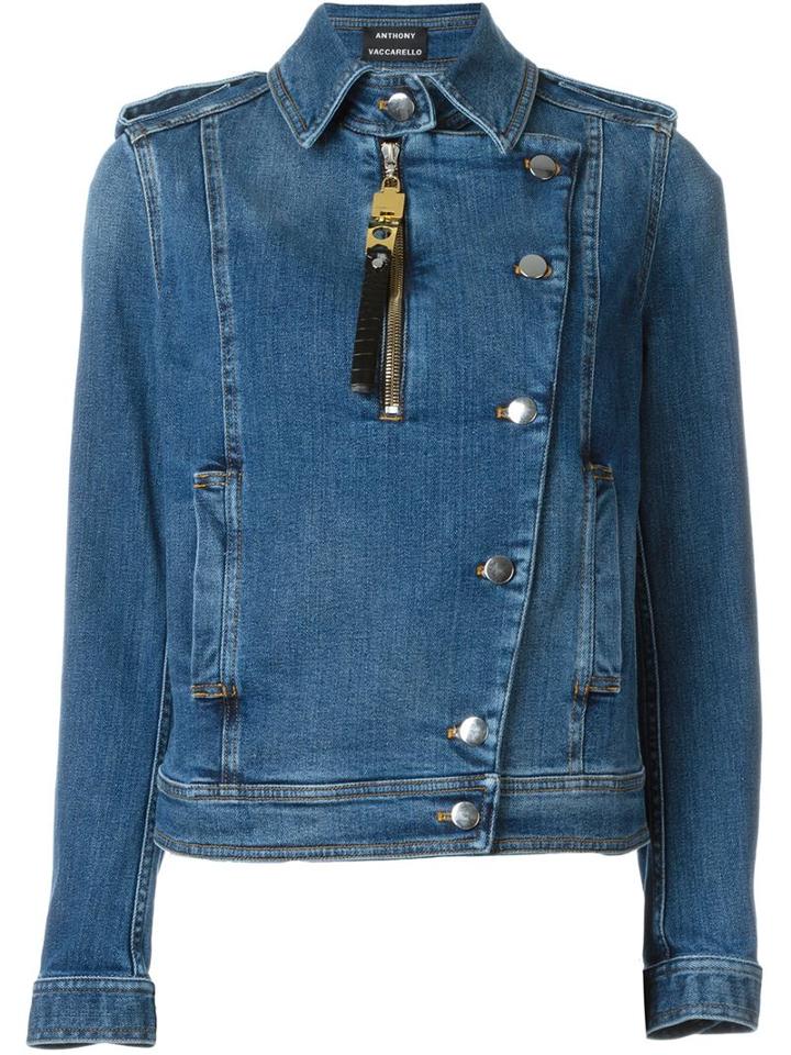 Anthony Vaccarello Denim Biker Jacket