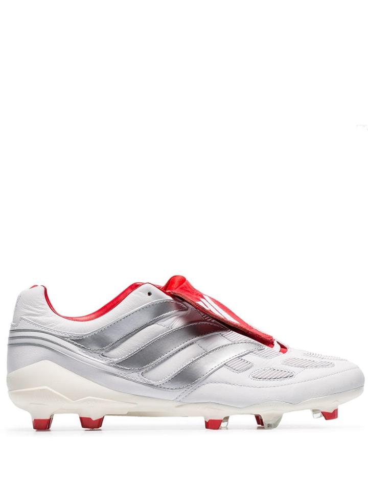 Adidas White, Red And Silver X Beckham Predator Accelerator Studded