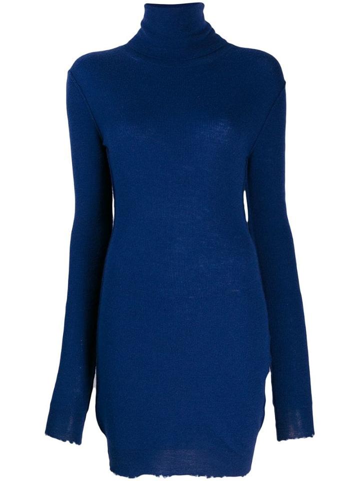 Unravel Project Knitted Roll Neck Dress - Blue