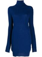 Unravel Project Knitted Roll Neck Dress - Blue