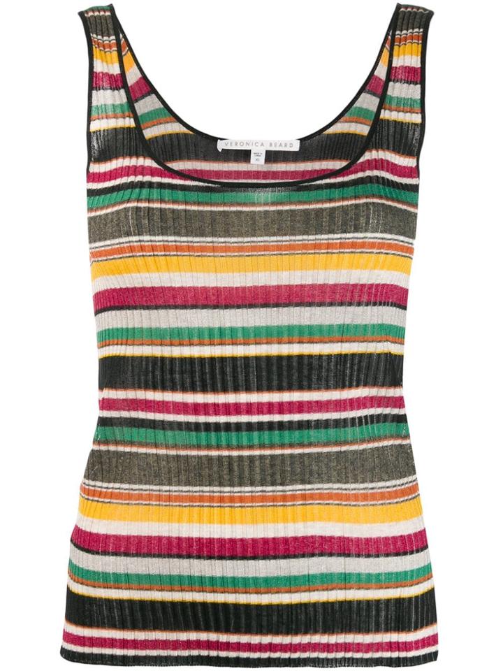 Veronica Beard Striped Knitted Top - Black