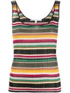 Veronica Beard Striped Knitted Top - Black