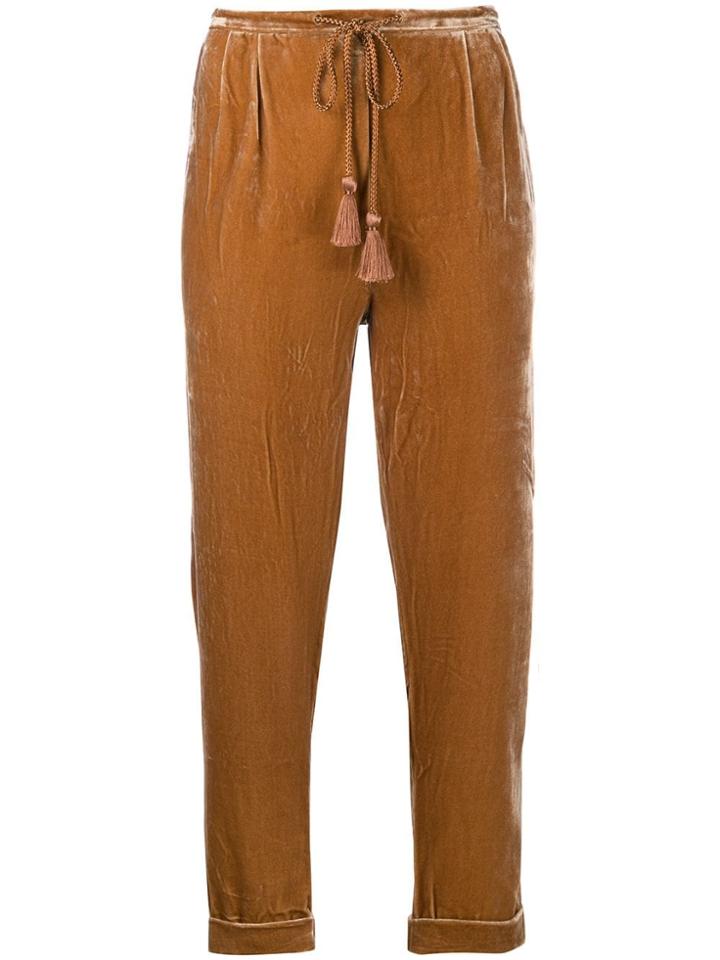 Mes Demoiselles Textured Cropped Trousers - Brown