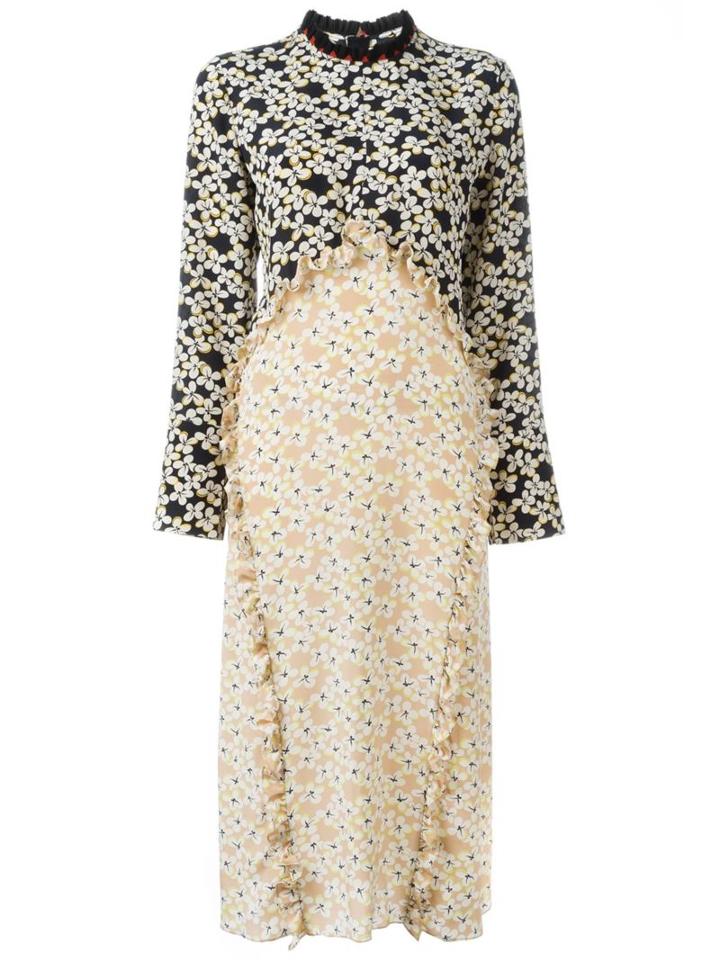 Marni Floral Print Midi Dress, Women's, Size: 42, White, Silk