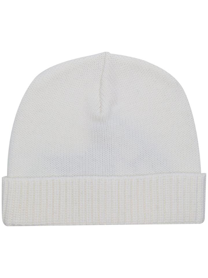 Stone Island Shadow Project Ribbed Knit Beanie - White