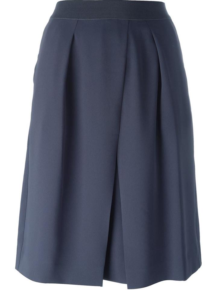 Emporio Armani Pleated Front Skirt, Women's, Size: 42, Grey, Polyester