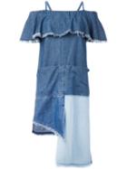 Steve J & Yoni P - Patchwork Ruffled Dress - Women - Cotton - S, Blue, Cotton