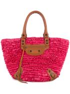 Balenciaga Vintage Fringe Tote Bag - Pink & Purple