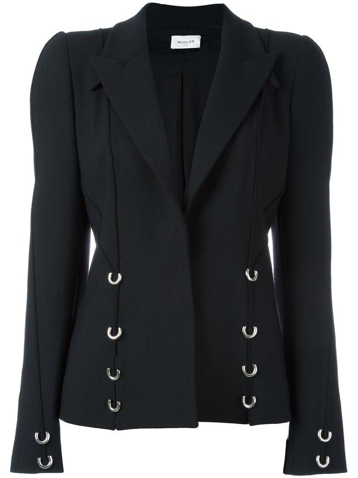 Mugler Studded Blazer, Women's, Size: 36, Black, Virgin Wool/spandex/elastane/viscose/polyester