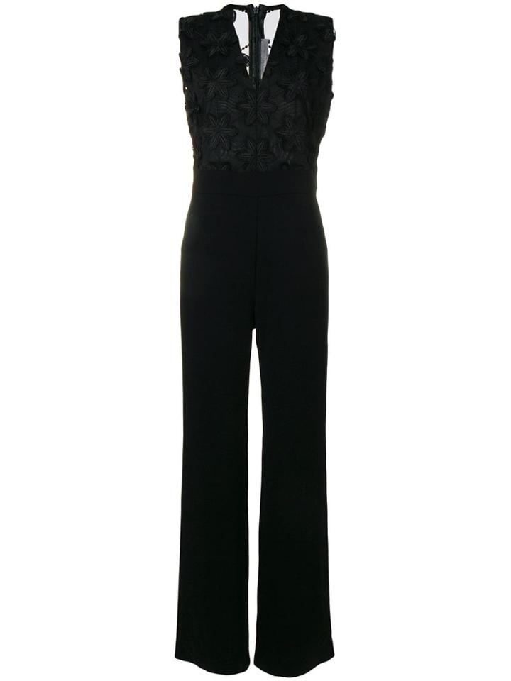 D.exterior Floral Embroidered Jumpsuit - Black