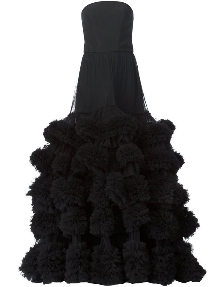 Christian Siriano Strapless Layered Ruffled Gown