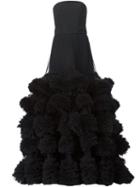 Christian Siriano Strapless Layered Ruffled Gown