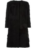 By Walid Three-quarters Sleeve Textured Coat, Women's, Size: Medium, Black, Silk/cotton